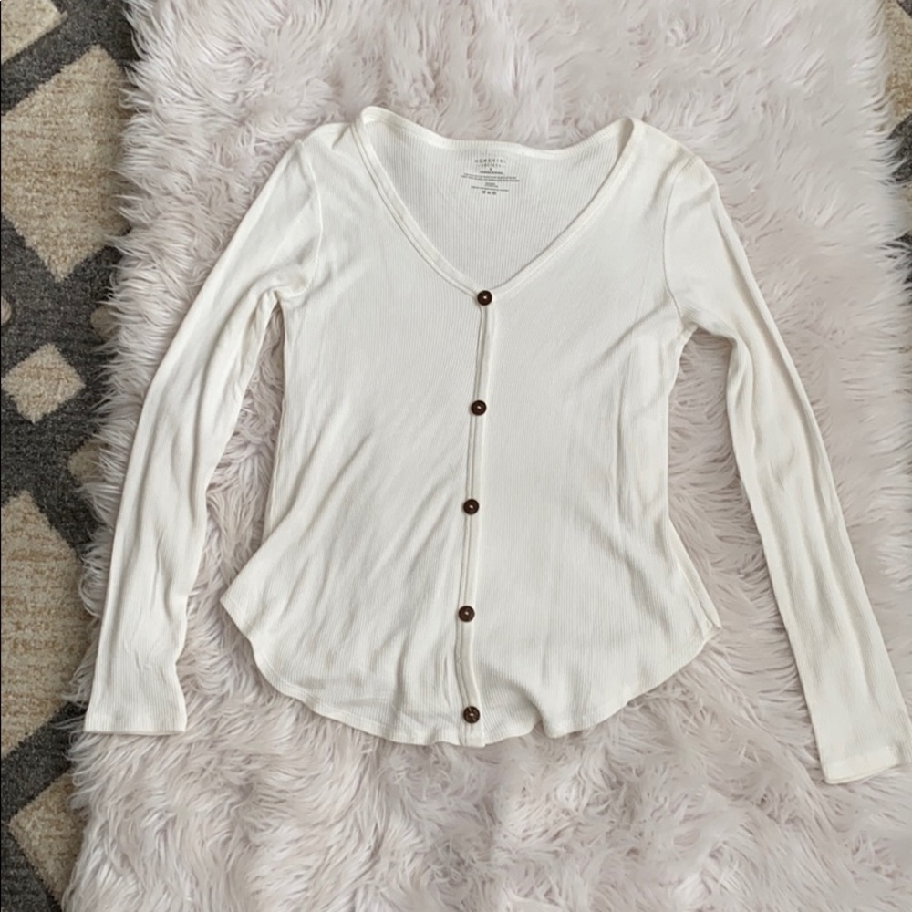 Homegirl Society White Faux Button Down